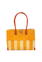 Zafran Two Tone Wide Stripe Straw Beach Bag: Medium / Coral Two Tone