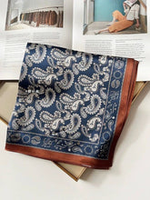 D-364 Scarf silk touch 70x70 paisley pattern: Blue
