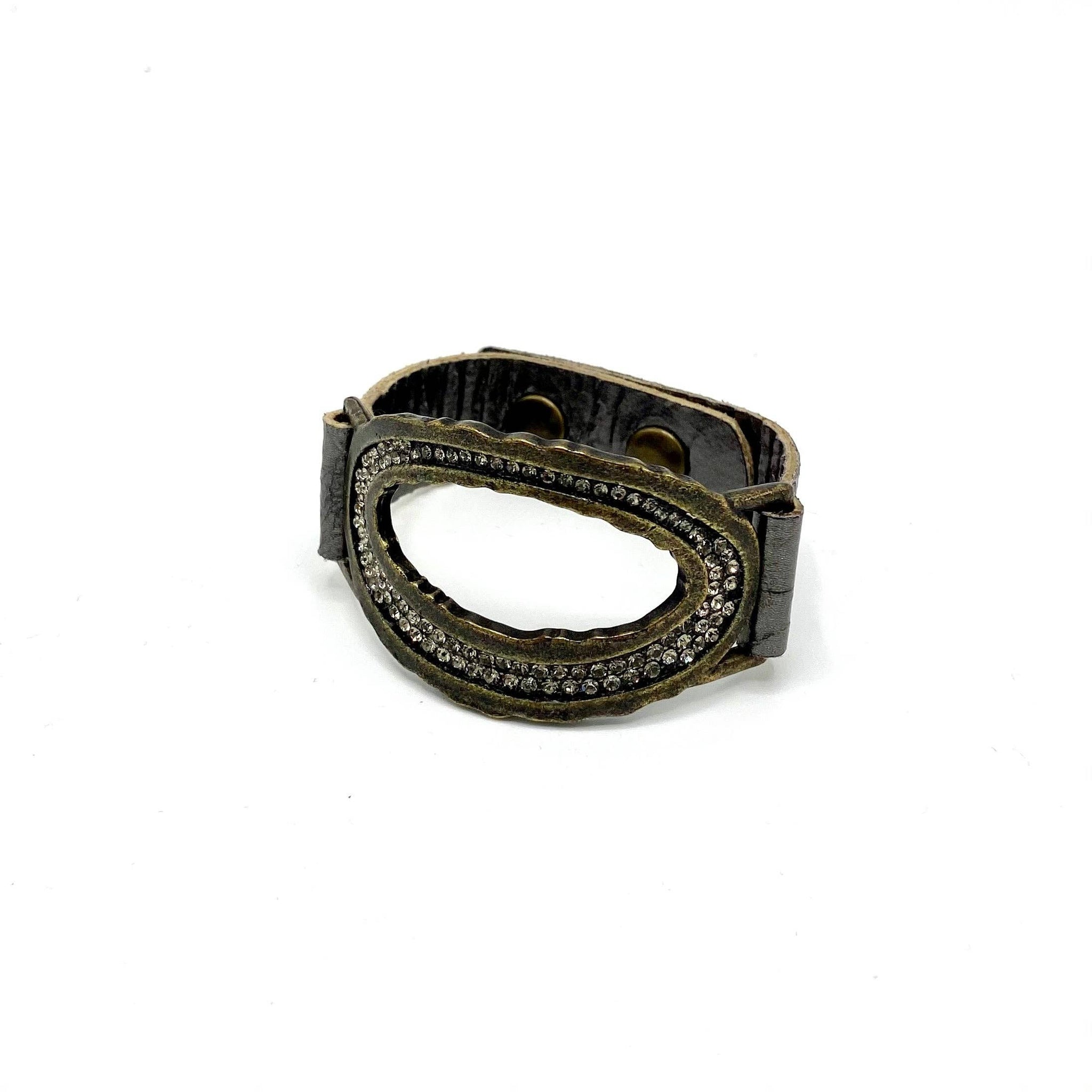Live Edge Pave Open Center Oval Bracelet: Slate w Black Diamond