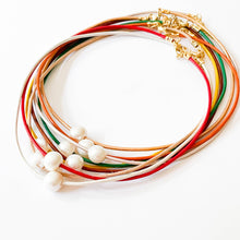 Adjustable Leather and Pearl Minimalist Necklace for Spring: Orange
