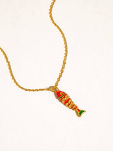 Laguna 18K Gold Non-Tarnish Enamel Fish Pendant Necklace: Blue