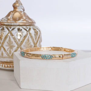 Stretchy Stackable Bangle Pearls and Rhinestones Gold or Silver Tone: Pearls and Crystals - Gold Tone