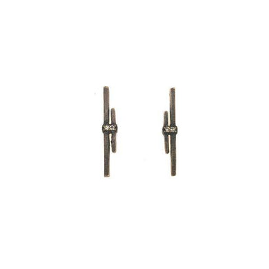 Hi-Lo Post Earrings in Antique Brass