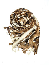 HH-222 Printed scarf with tassel: Beige