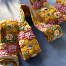 In the Garden Floral Embroidered Wool Belt: Medium