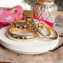 Gold-Tone Eternity Stretch Bangle – Pearls, Turquoise, or Crystals: Skinny - Turquoise