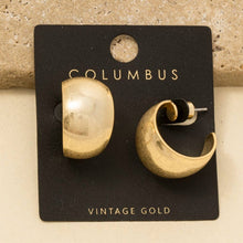 Vintage Gold Rounded Chunky Hoop Earrings: GOLD