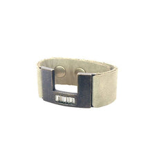 Angular Horseshoe Bracelet with Baguettes: Vintage Brown w Black Diamond