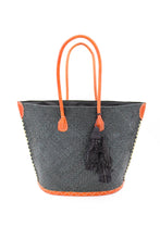 Santa Ynez Small Woven Straw Tote Bag with Tassel Charm: Cappuccino