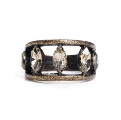 Open Work Navette Crystal Ring: 8