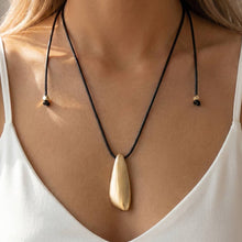 Elongated Teardrop Pendant Cord Necklace: WG