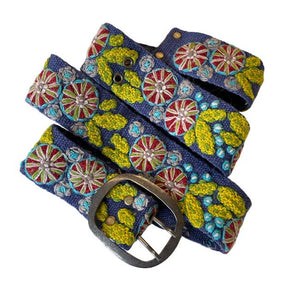 Lichen Floral Embroidered Wool Belt: M