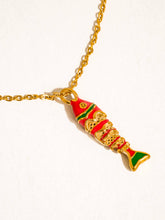 Laguna 18K Gold Non-Tarnish Enamel Fish Pendant Necklace: Blue