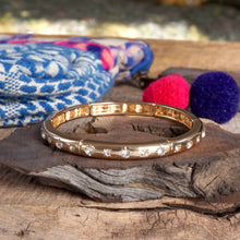 Gold-Tone Eternity Stretch Bangle – Pearls, Turquoise, or Crystals: Wide - Pearls