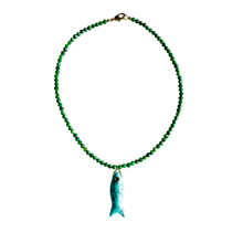 The Big Eye Fish Necklace: Pink Jade with Rose Quartz