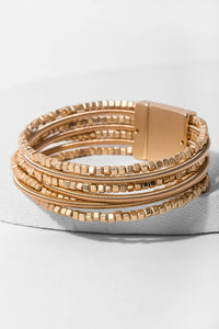 Scarlett Metallic Beaded Bracelet: Silver