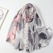 Lightweight Printed Scarf: 02 Tan