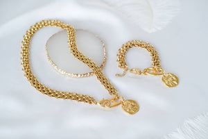 Ethnic Coin Statement Necklace: Gold