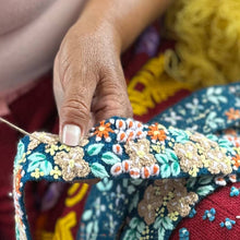 Morning Dew Floral Embroidered Wool Belt: Small