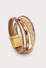 Leather Bracelet: Pink