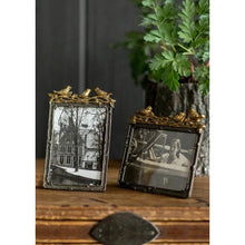 Pewter Frame with Gold Leaf Birds: Vertical
