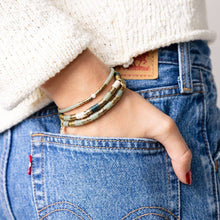 Grace Two-Color Block Sequin Stretch Bracelet Mint Green and Gold Wholesale