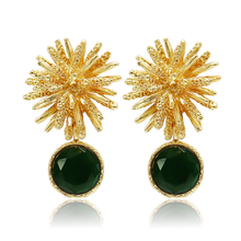 Starburst x Gem Drop Earrings - 24K Gold Plated: Mocha