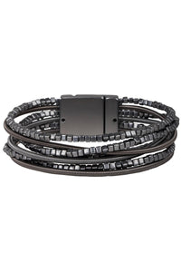 Scarlett Metallic Beaded Bracelet: Silver
