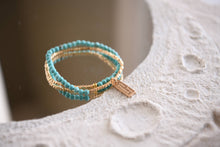 Gemstone Wrap Bracelet with Faceted Gold Beads : Amazonite