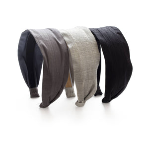 *Dupioni Silk - Neutral Palette - 2" Classic Headband: Coal