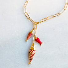 Lucky Catch Fish Pendant Necklace: Red
