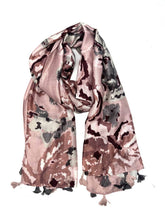HH-222 Printed scarf with tassel: Beige