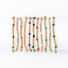 Ashley Small Brass + Crystal Stretch Bracelet Coral + Gold Wholesale