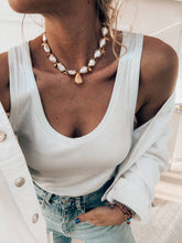 Shell pearl gold scallop necklace