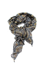Vegas Geometric Print with Metallic Detailing Scarf Wrap: Brown Squares