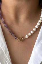 Baroque Pearl and Stone Chain Necklace: BLUE / One Size