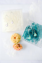 Gemstone Dangle Thread Through Earring 80 Colors Gold Silver: Tide / Gold