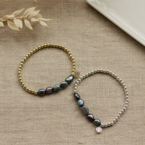 Dixie Bracelet-Oil Pearl: Gold/Oil Pearl