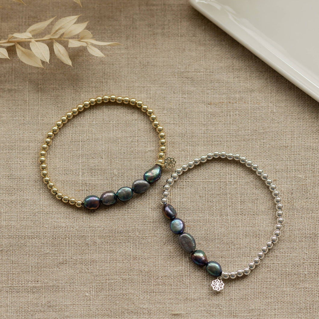 Dixie Bracelet-Oil Pearl: Gold/Oil Pearl