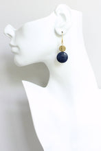 JLTE16 navy and brass earrings