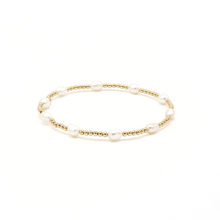 Petite Patterned Rice Pearl Bracelet with 14k Gold-Filled Beads: 6.5"