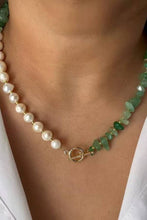 Baroque Pearl and Stone Chain Necklace: BLUE / One Size