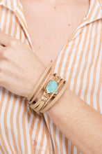 Braided Turquoise Natural Stone Leather Bracelet: Sand