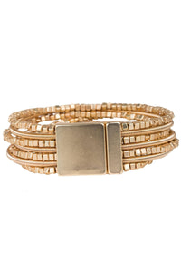 Scarlett Metallic Beaded Bracelet: Silver