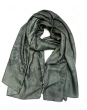 HH-367 Paisley-patterned scarf: Black