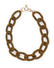 Jenna Chain Link Beaded Necklace Gold