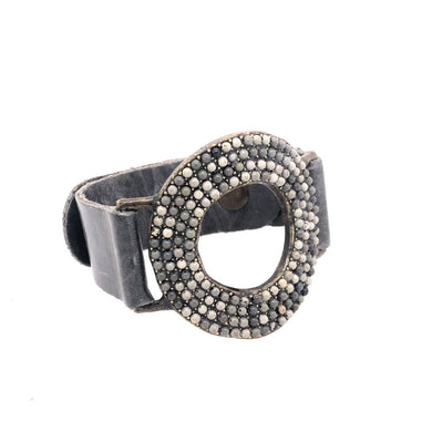 Donut Leather Bracelet: Sage w African Turq