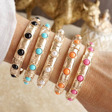 Timeless Charm – Slim Cabochon Eternity Bangle: Turquoise
