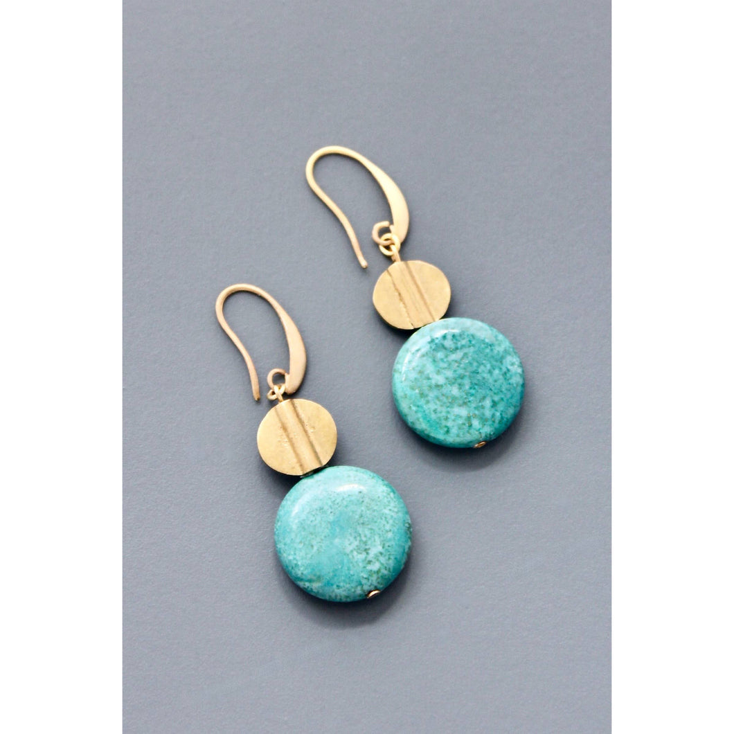 HYLE22 Turquoise disc earrings