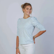 Sophie Ruched Elbow-length Tee in Sky Blue